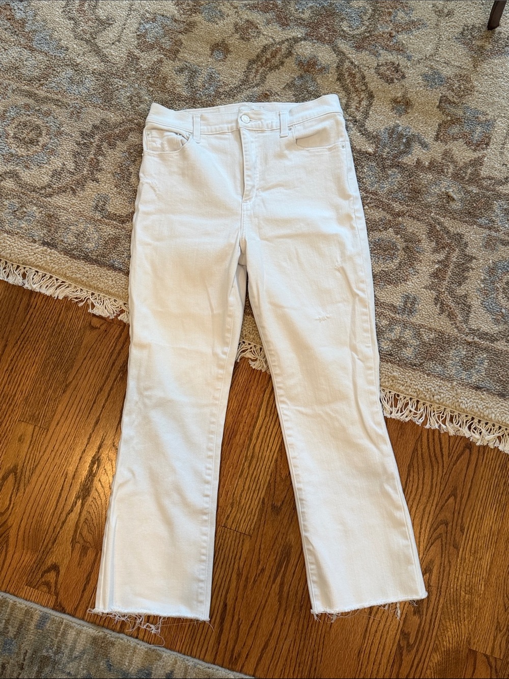 Pistola Cropped White Women's Ankle Jeans with Raw Hem